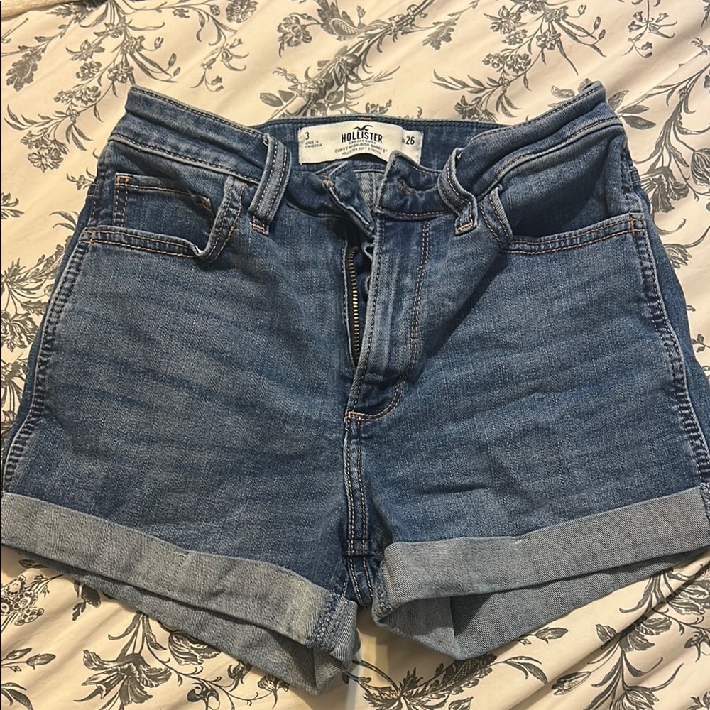 Hollister Blue Jean Shorts High-Waisted Cuffed